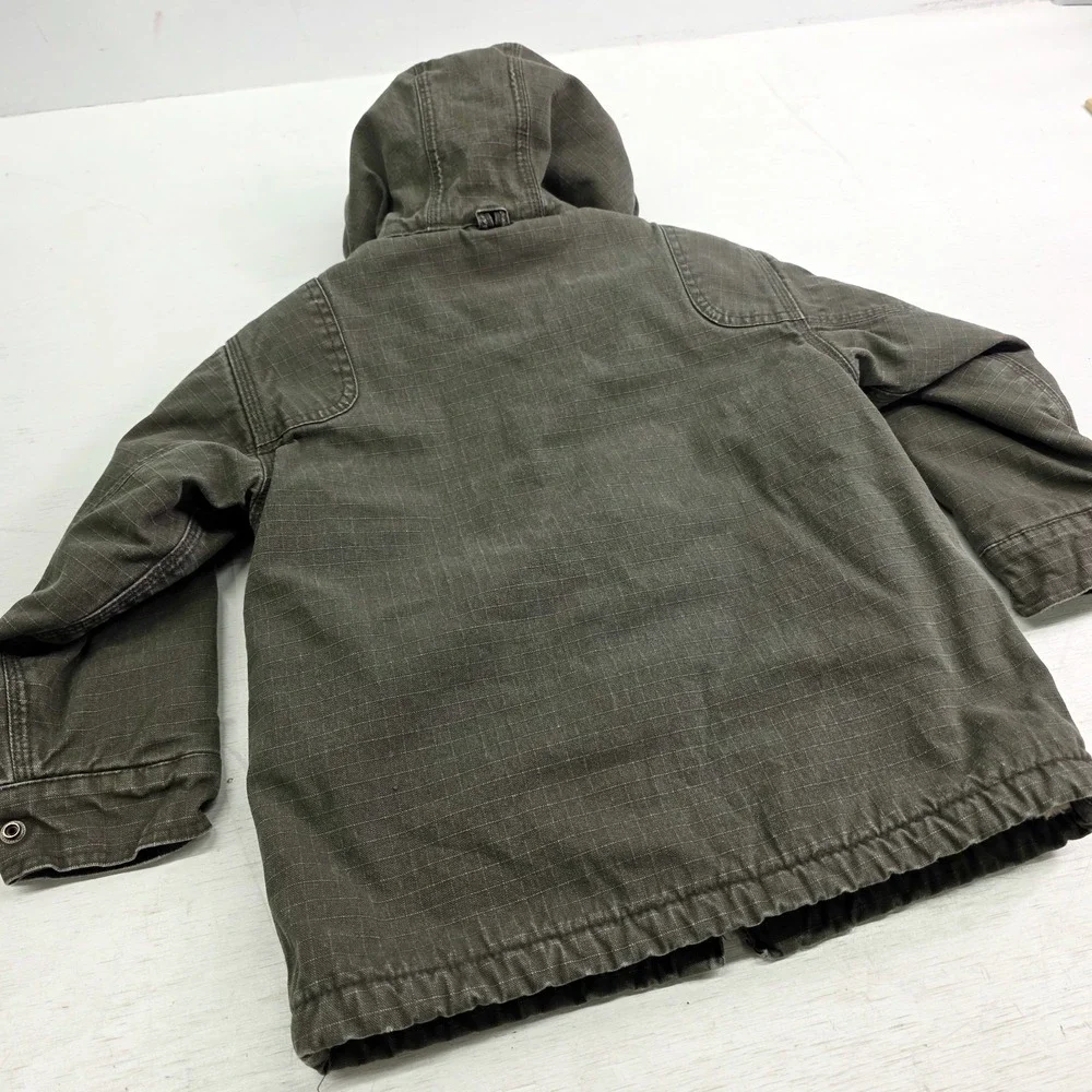 Walls Jacket Kids Boys Sz XS 4/5 Green Blizzard Pruf Ripstop Canvas Sherpa Lined